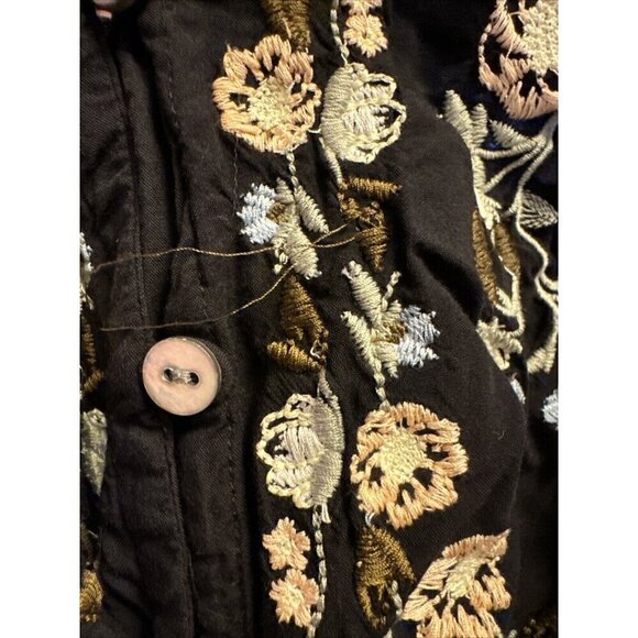 J. Jill Embroidered Button Front Shirt Peasant Top 3/4 Sleeve Black Multi Size S - Picture 6 of 6